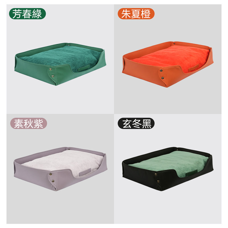 皮革絨感寵物矩形窩墊